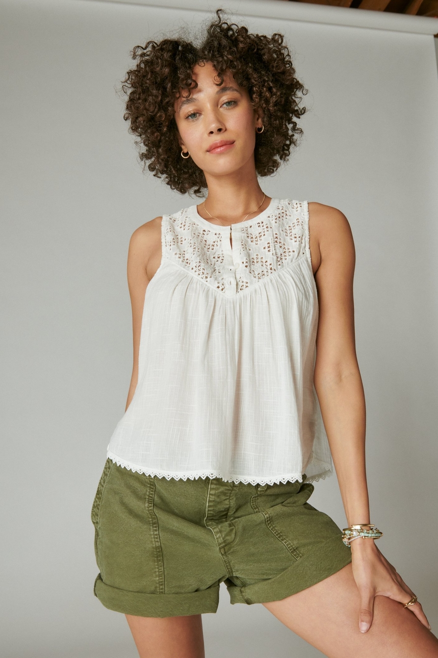 EMBROIDERED CUTWORK TANK, image 3