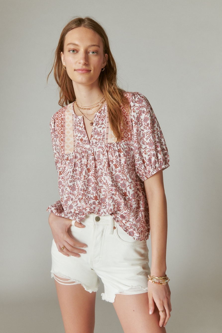 PRINTED PEASANT TOP  Lucky brand outfits, Peasant tops, Tops