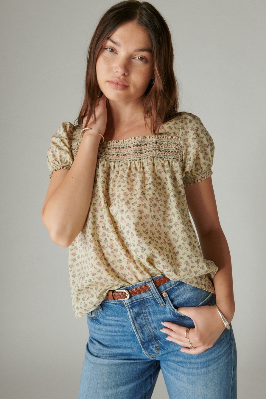 DITSY FLORAL SQUARE NECK PEASANT TOP, image 3