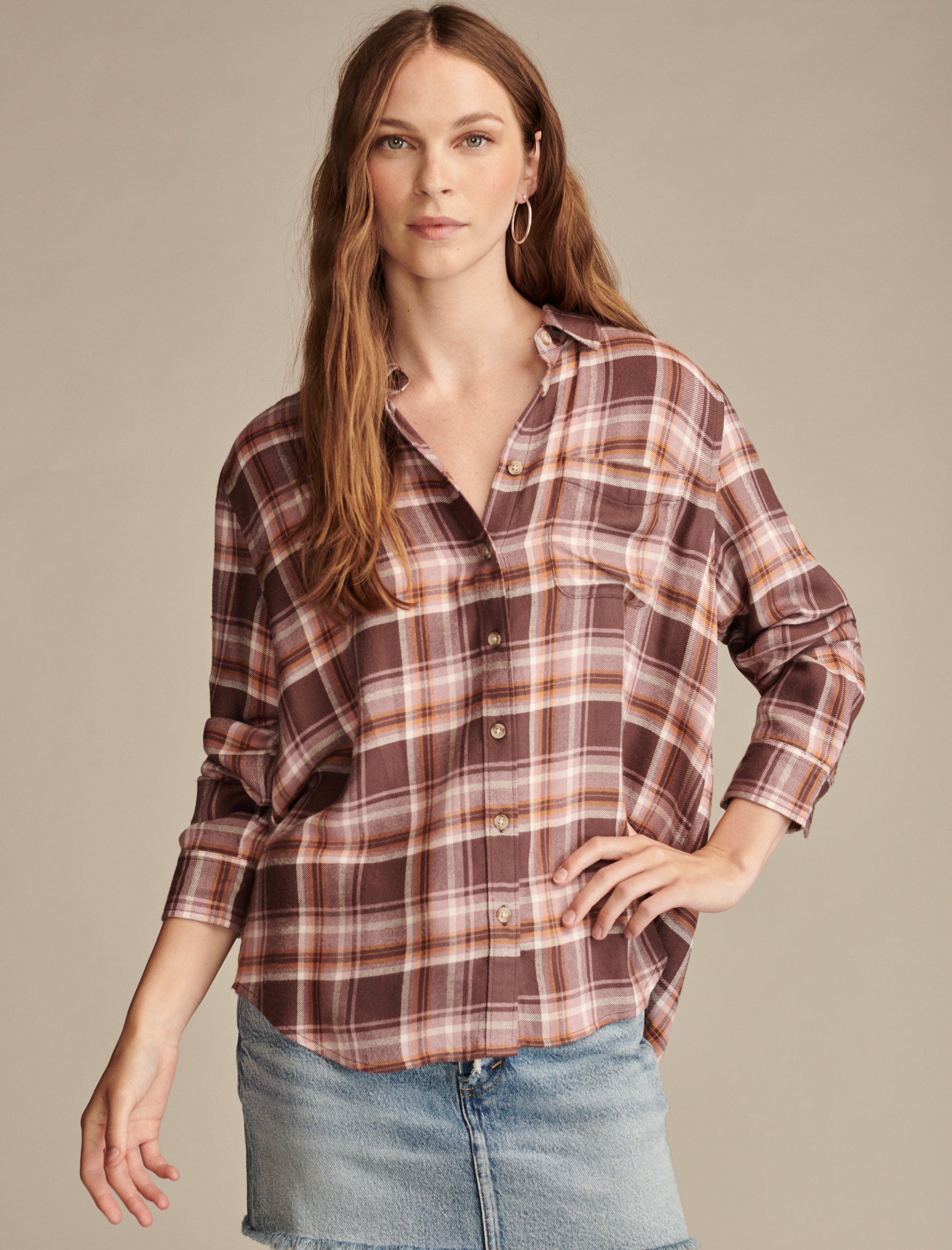 CLOUD PLAID BOYFRIEND FLANNEL SHIRT