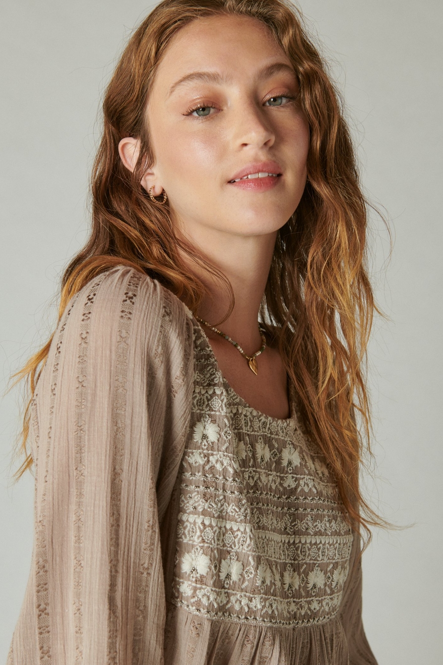 BEADED EMBROIDERED PEASANT TOP, image 2
