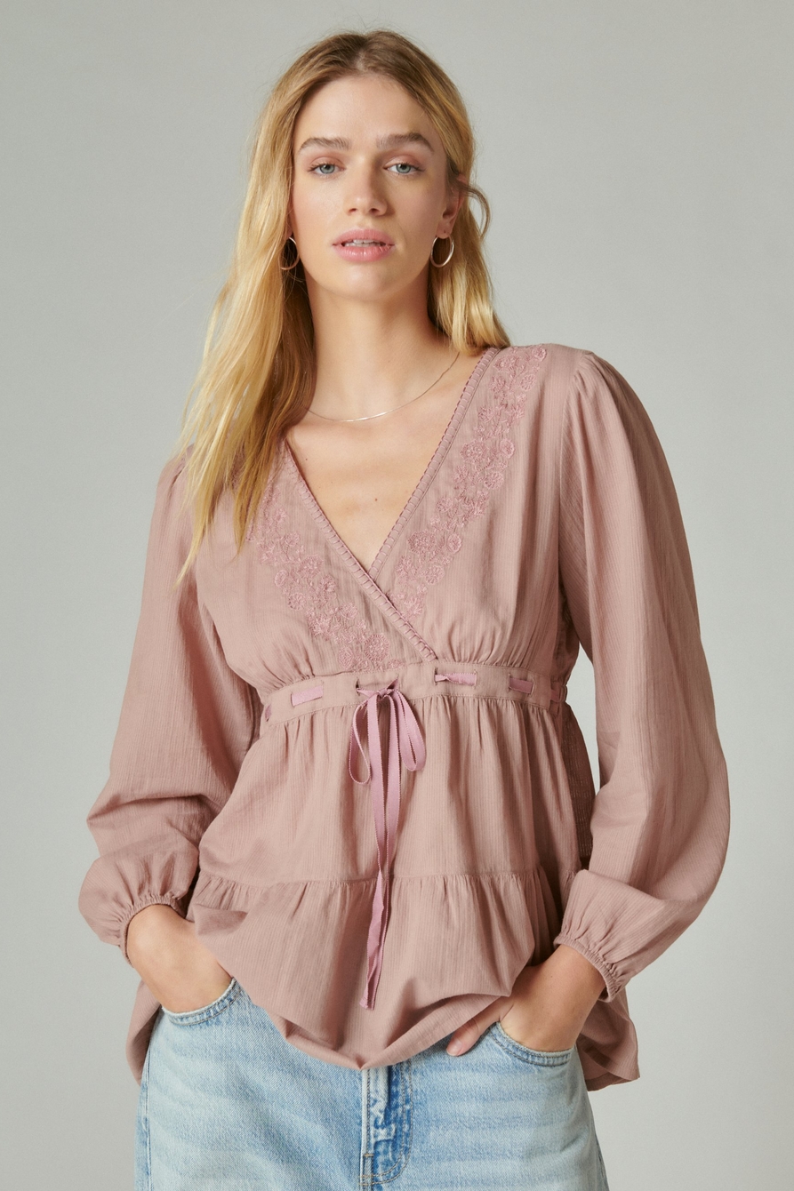 EMBROIDERED BABYDOLL TOP, image 1