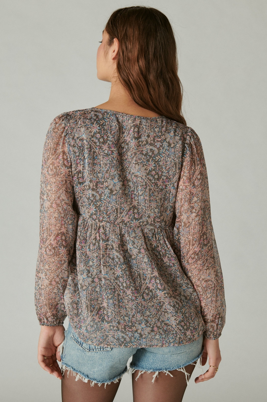 OPEN NECK PRINTED PEASANT TOP, image 3