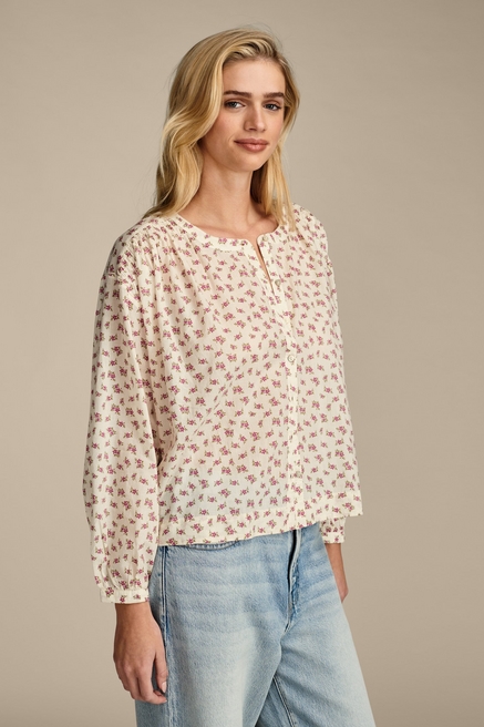Lucky Brand 100% Viscose Floral Ivory Long Sleeve Blouse Size 3X (Plus) -  68% off
