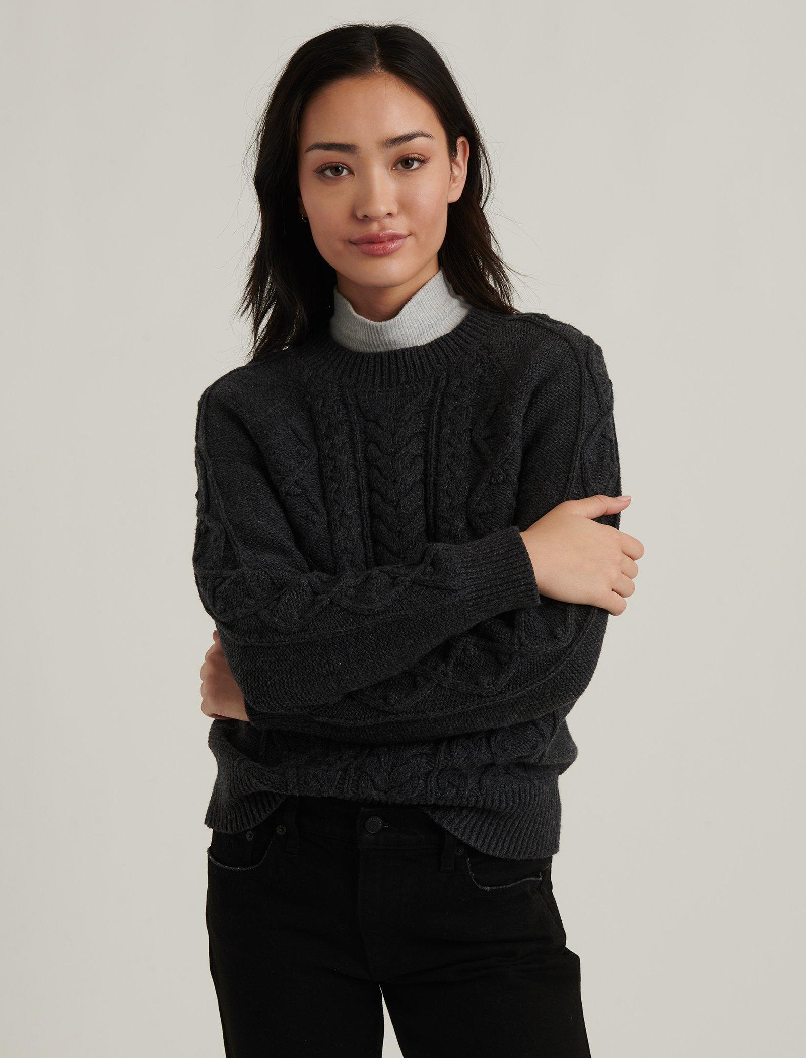 CABLE KNIT CREW NECK SWEATER | Lucky Brand