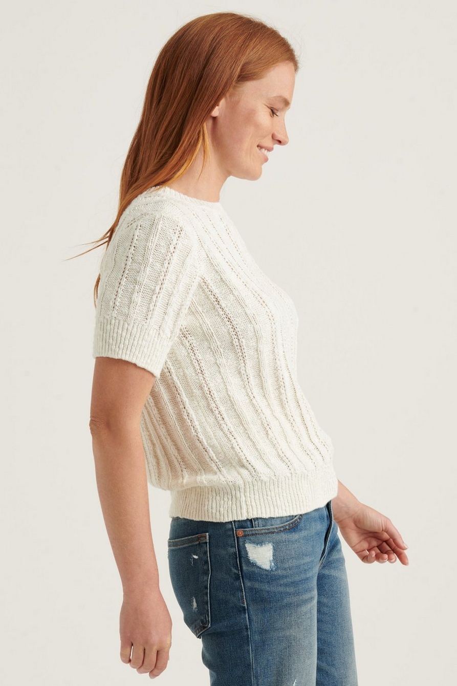 LIGHTWEIGHT SHORT SLEEVE CABLE SWEATER, image 3