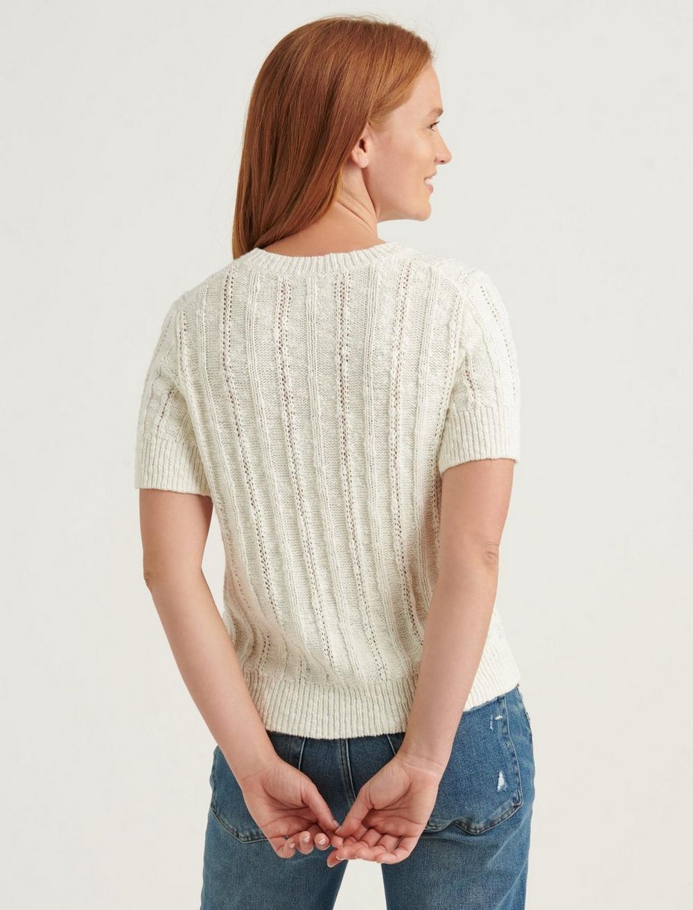 LIGHTWEIGHT SHORT SLEEVE CABLE SWEATER, image 4