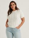 LIGHTWEIGHT SHORT SLEEVE CABLE SWEATER, image 5