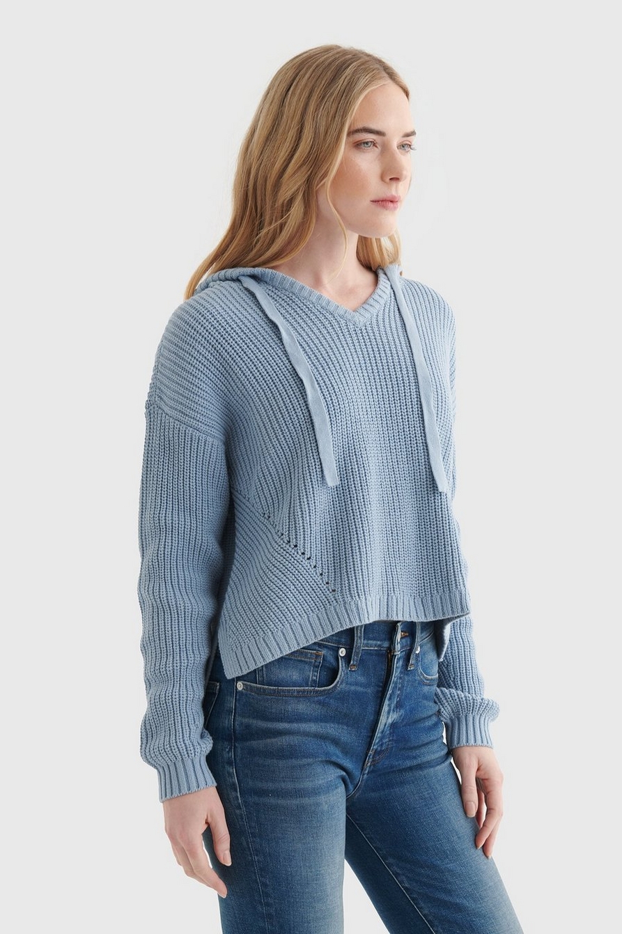 TEXTURED CROPPED HOODED SWEATER, image 3