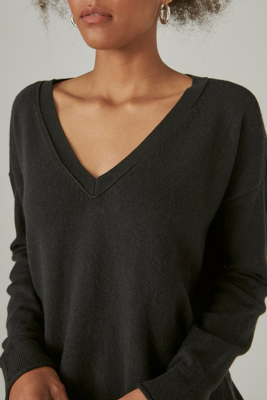 Buy Lucky Brand women chenille v neck pullover sweater cream Online