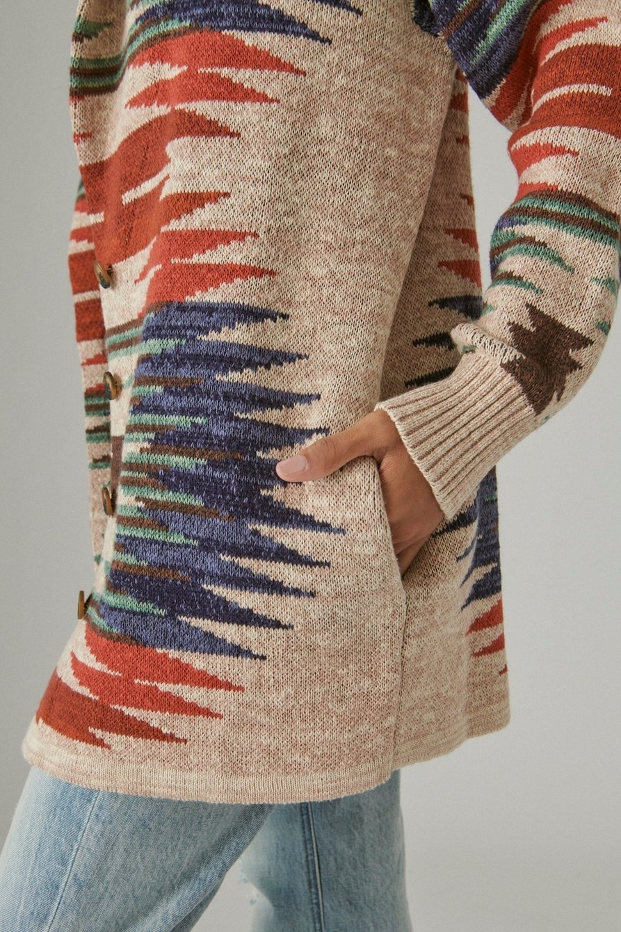 Buy Lucky Brand Women's Aztec Drape Front Sweater, Multi Combo
