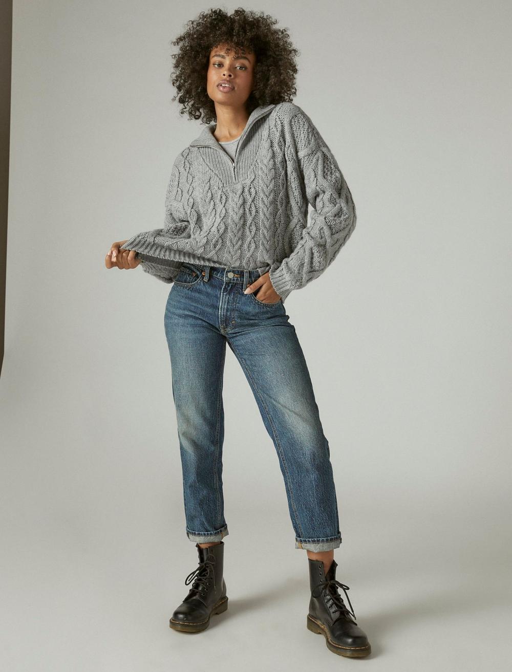 CABLE SWEATER HALF ZIP, image 2