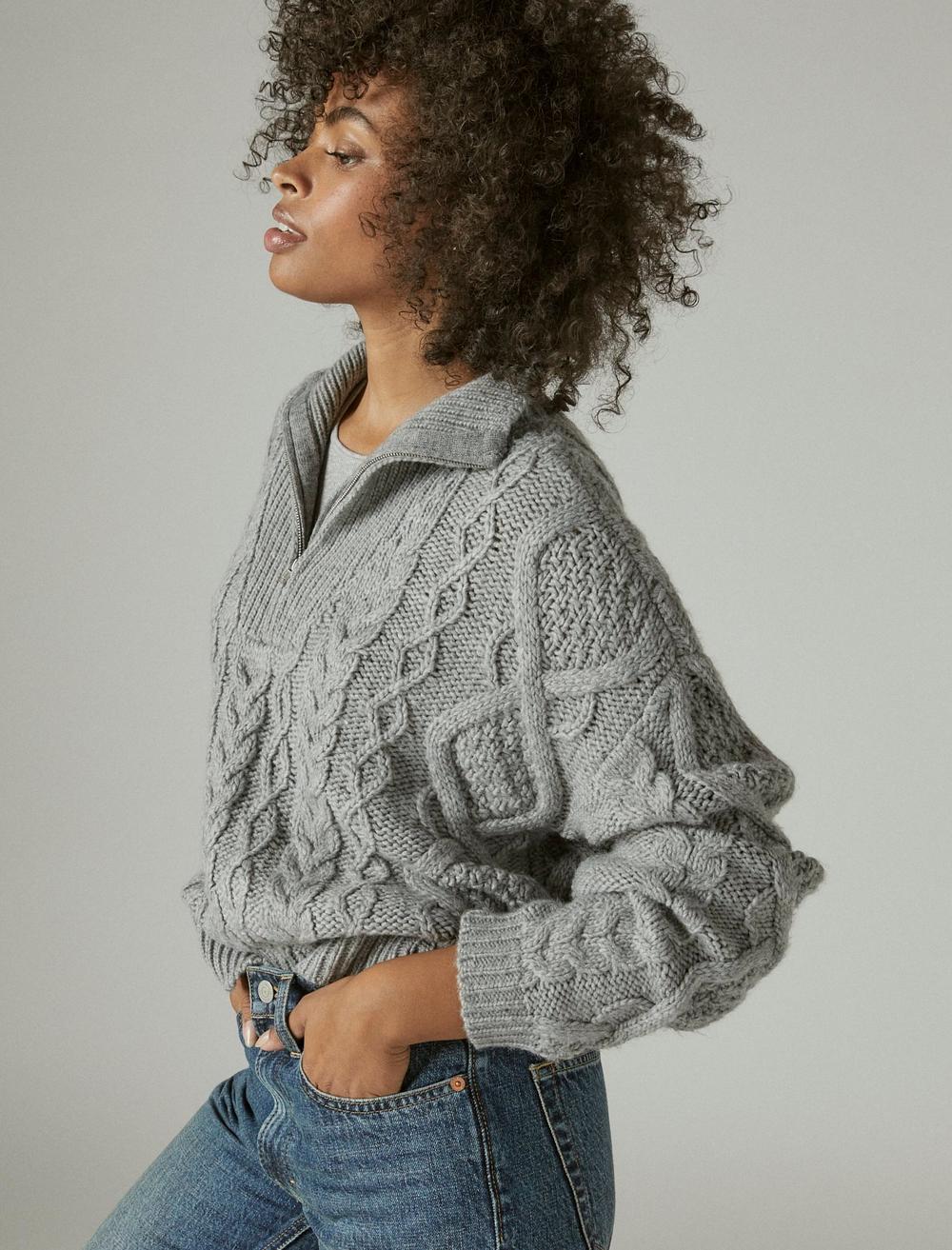 CABLE SWEATER HALF ZIP, image 3