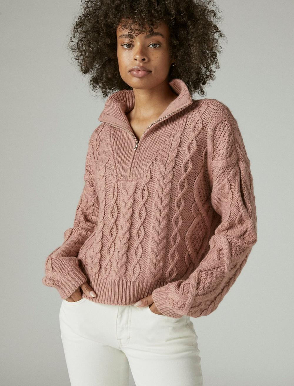 CABLE SWEATER HALF ZIP, image 1