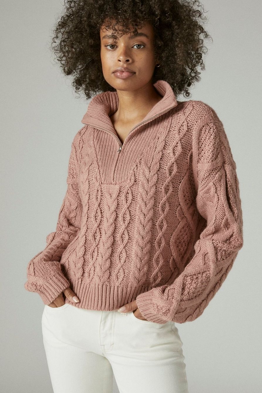 CABLE SWEATER HALF ZIP, image 1