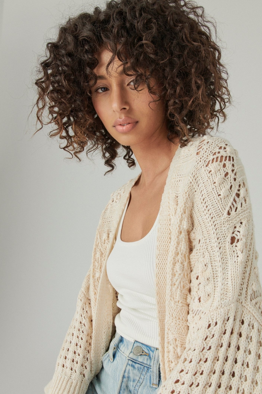 Lucky Brand Crochet Cardigan I in Natural