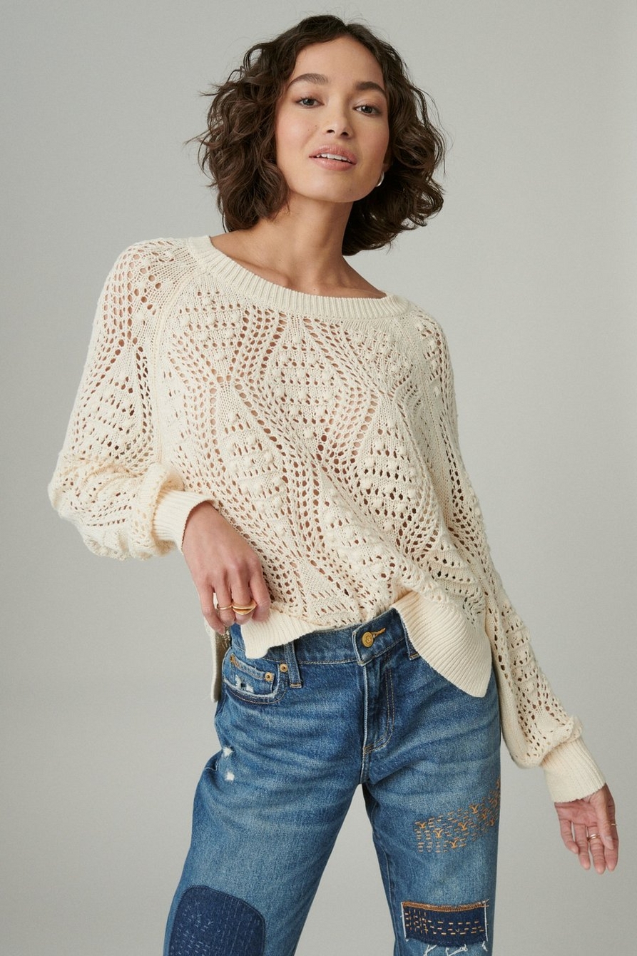 Lucky Brand Womens Women's Open Stitch Pullover Sweater : :  Clothing, Shoes & Accessories