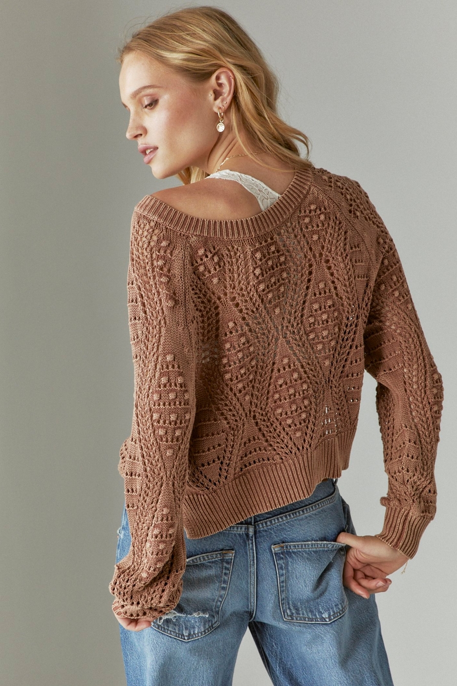 Lucky Brand Open-stitch Pullover Sweater in Gray