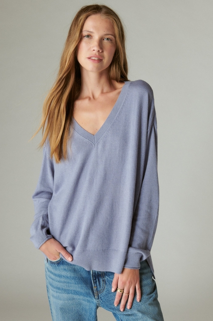 Buy Lucky Brand Women's Damask Pullover Sweater, Blue/Multi, XS