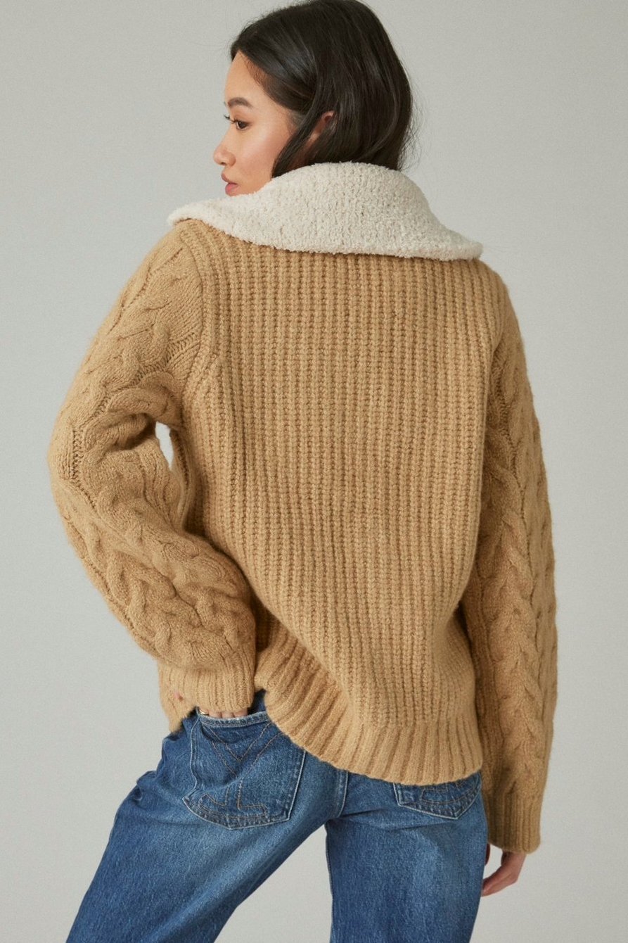 CABLE COLLARED CARDIGAN, image 2