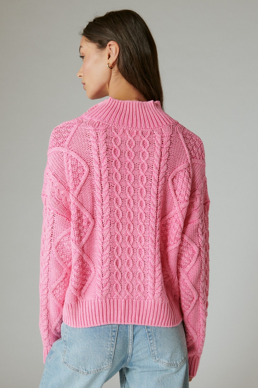 CABLE ZIP MOCK NECK SWEATER, image 3