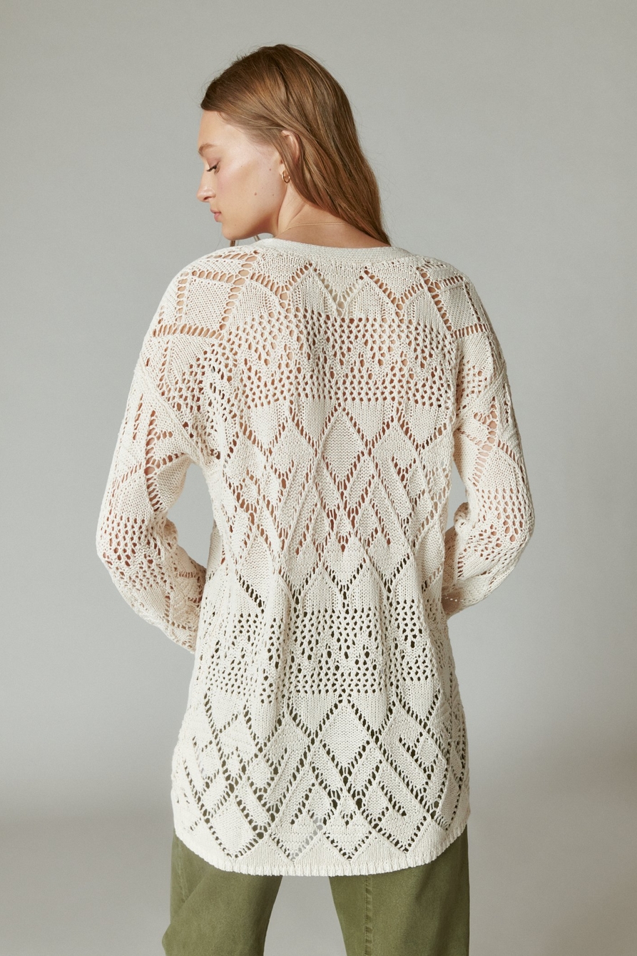 Lucky Brand Womens Crochet Lace Sweater Round Neck 3/4 Sleeve Maroon S –  Goodfair