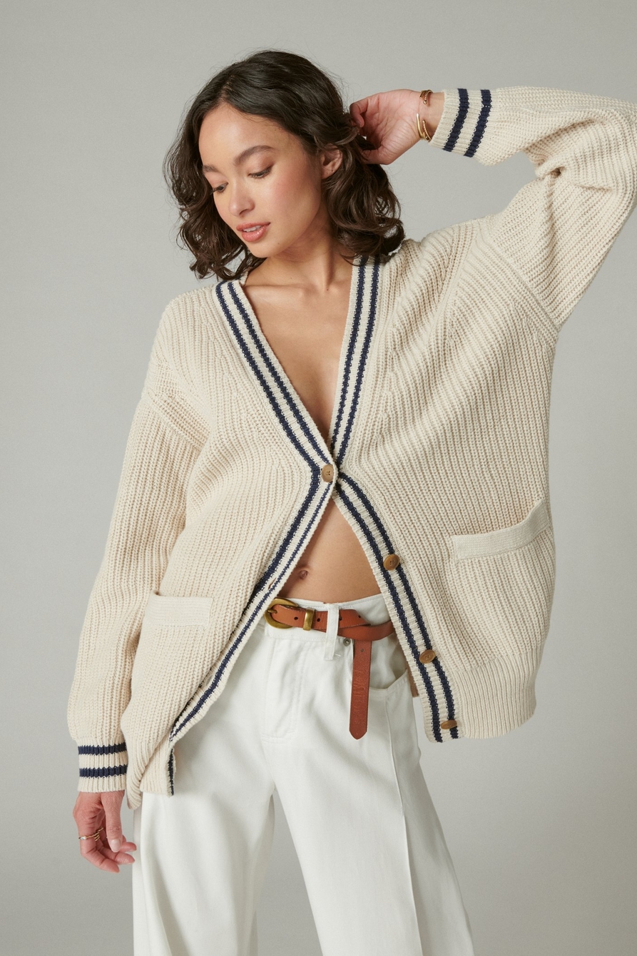 Lucky Brand Women's Textured Varsity Knit Cardigan, Cream Combo, Small :  : Clothing, Shoes & Accessories