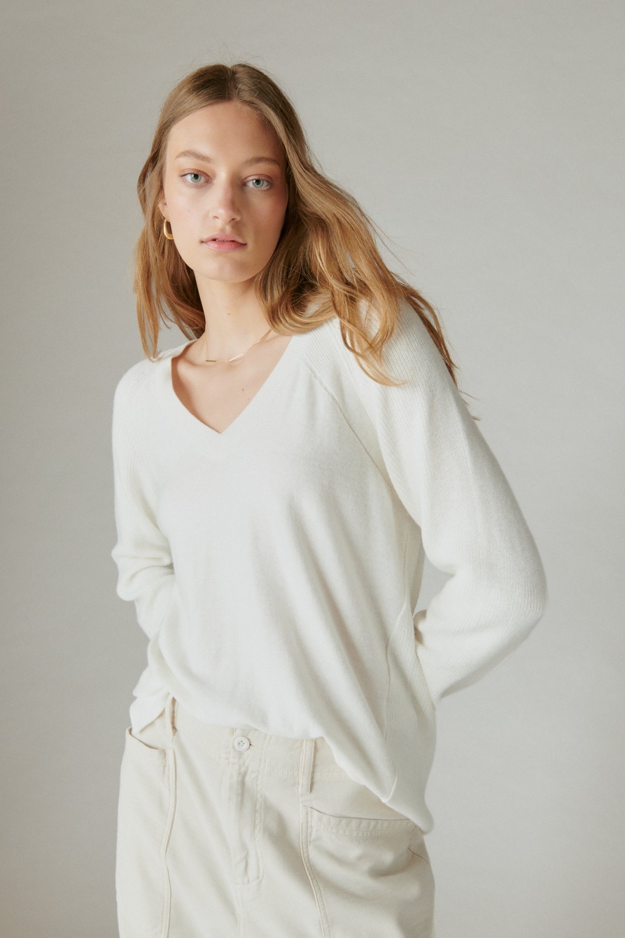 Lucky Brand Women's Cloud-soft V-neck Long-sleeve Sweater In Dawn