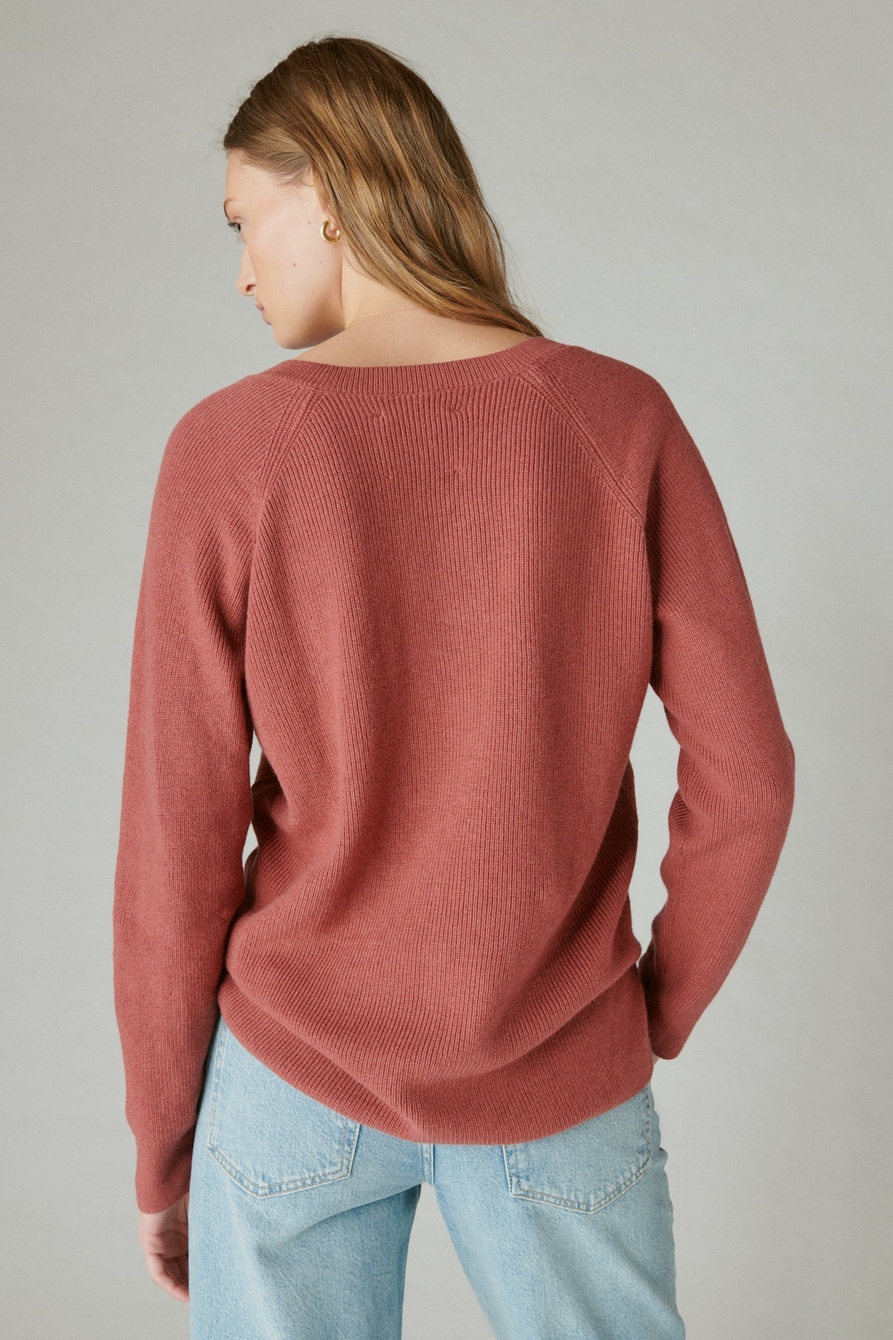 Lucky Brand Women's Cloud-soft V-neck Long-sleeve Sweater In Dawn Pink |  ModeSens