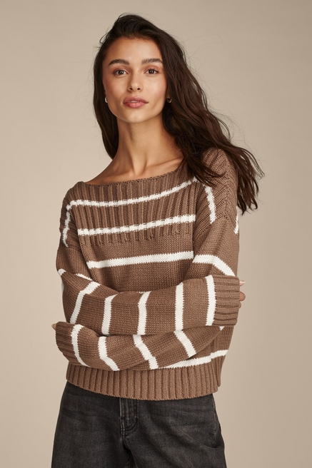Lucky Brand Sleeveless Crew Neck Cotton Sweater Striped Plus Size