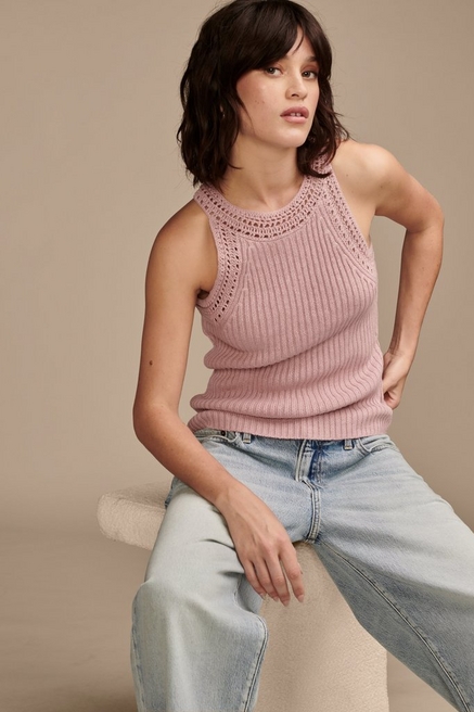 Transition Soft Rib Scoop Neck Tank Top in Marled Oat