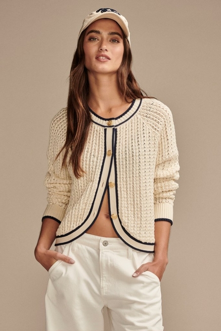 Lucky Brand Women's Textured Varsity Knit Cardigan, Cream Combo, Small :  : Clothing, Shoes & Accessories