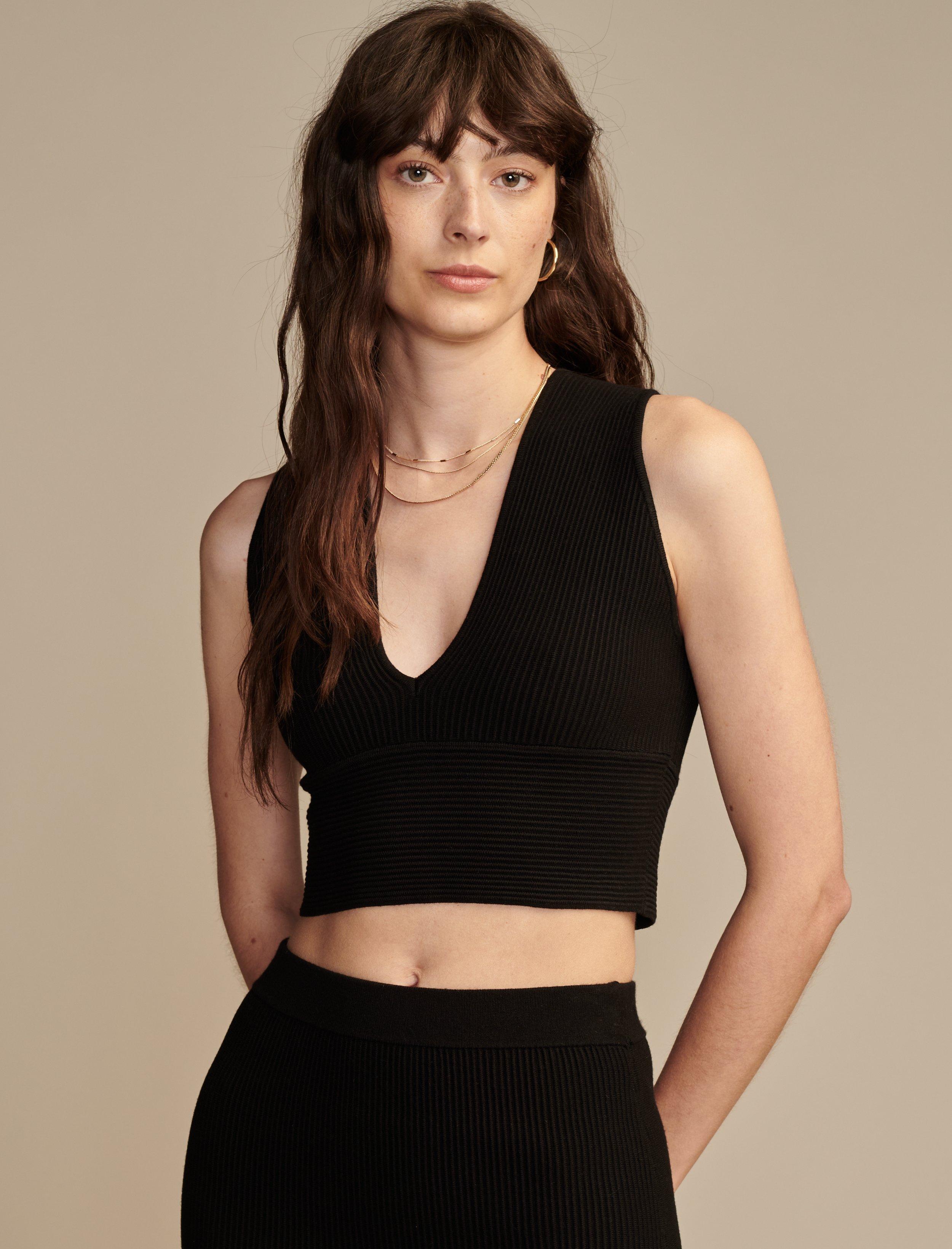 RIB V-NECK CROPPED TANK