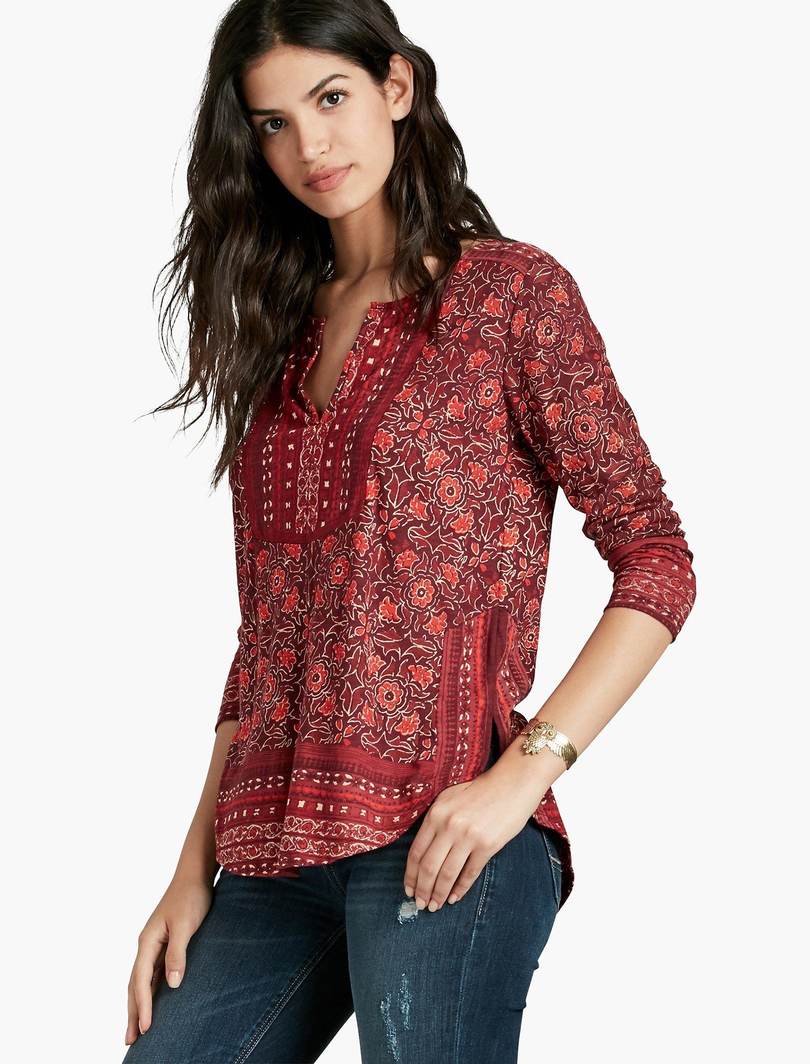 WOODBLOCK FLORAL TOP | Lucky Brand