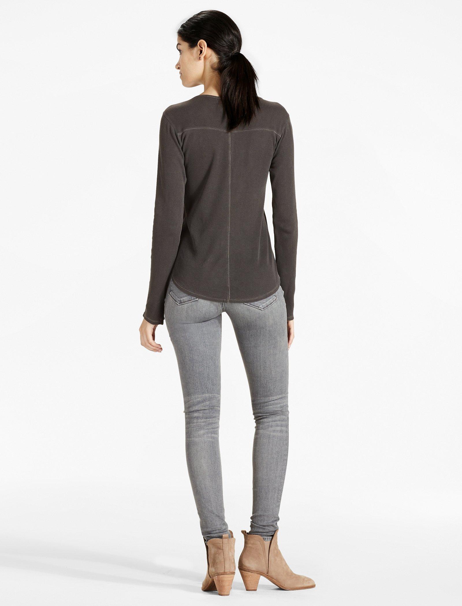 Lucky Brand Lace-Up Bib Thermal Shirt - Long Sleeve (For Women)