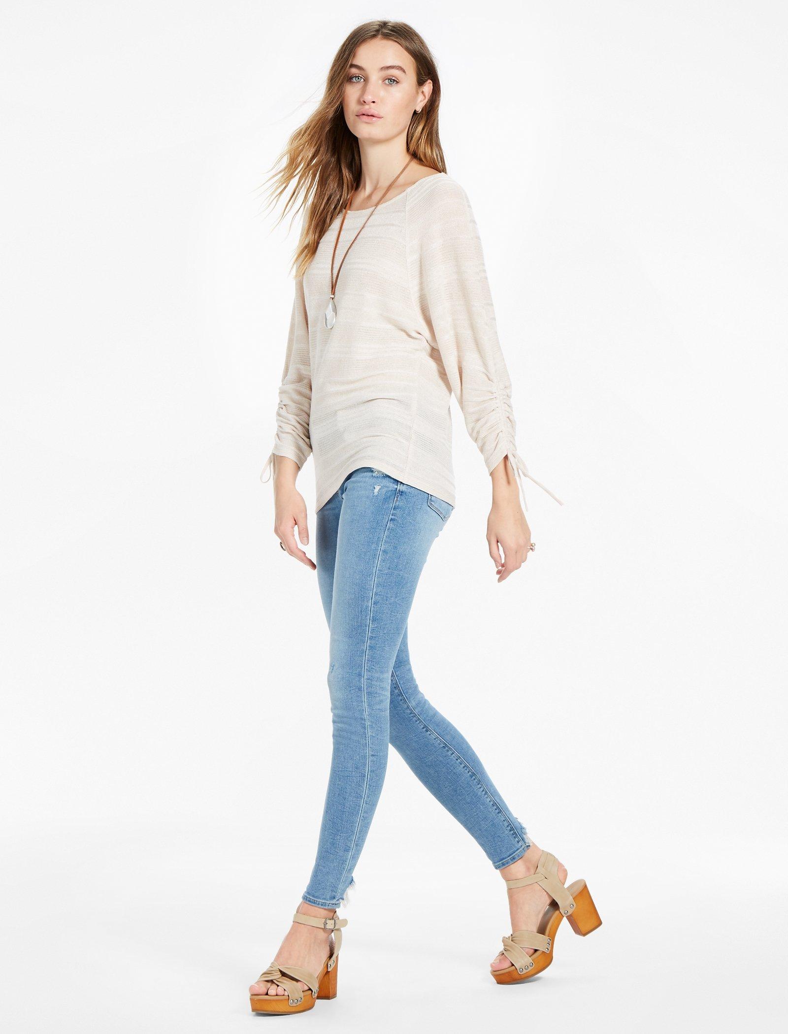 BOAT NECK RUCHED SLEEVE TOP | Lucky Brand