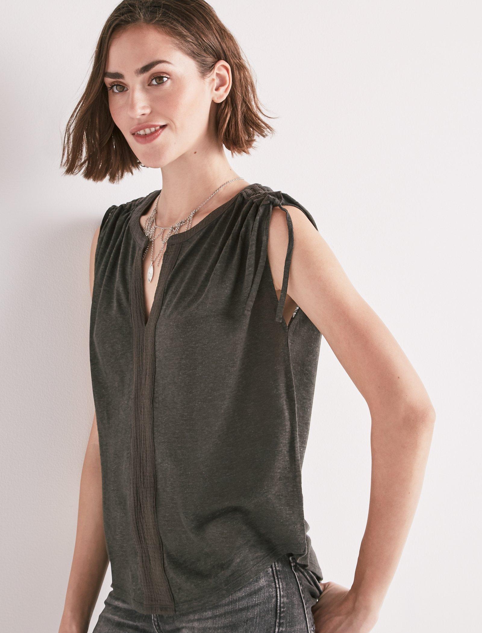 SHOULDER SHIRRING MIXED MEDIA | Lucky Brand