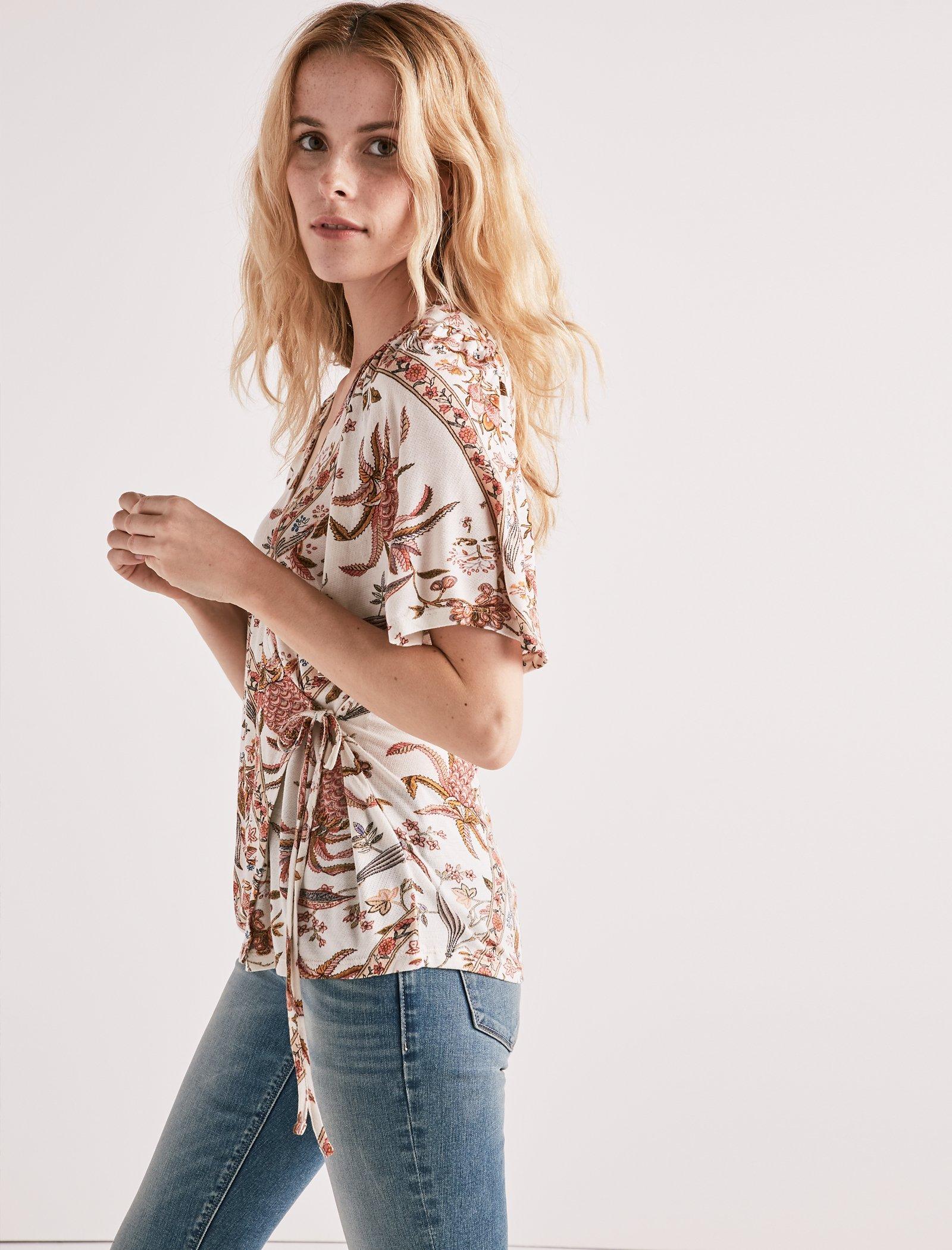 FLORAL PRINT WRAP TOP | Lucky Brand