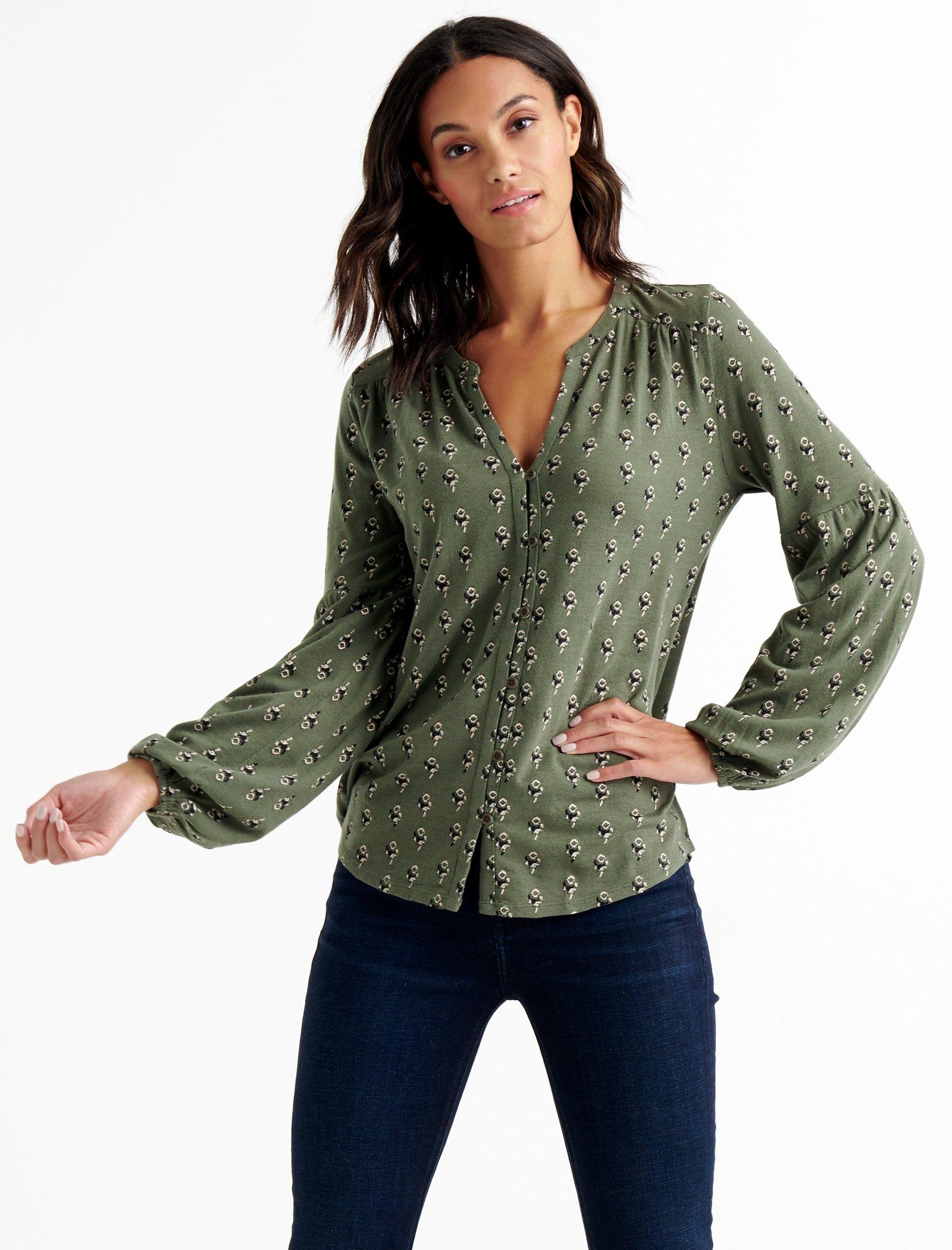 BUTTON FRONT PUFF SLEEVE | Lucky Brand