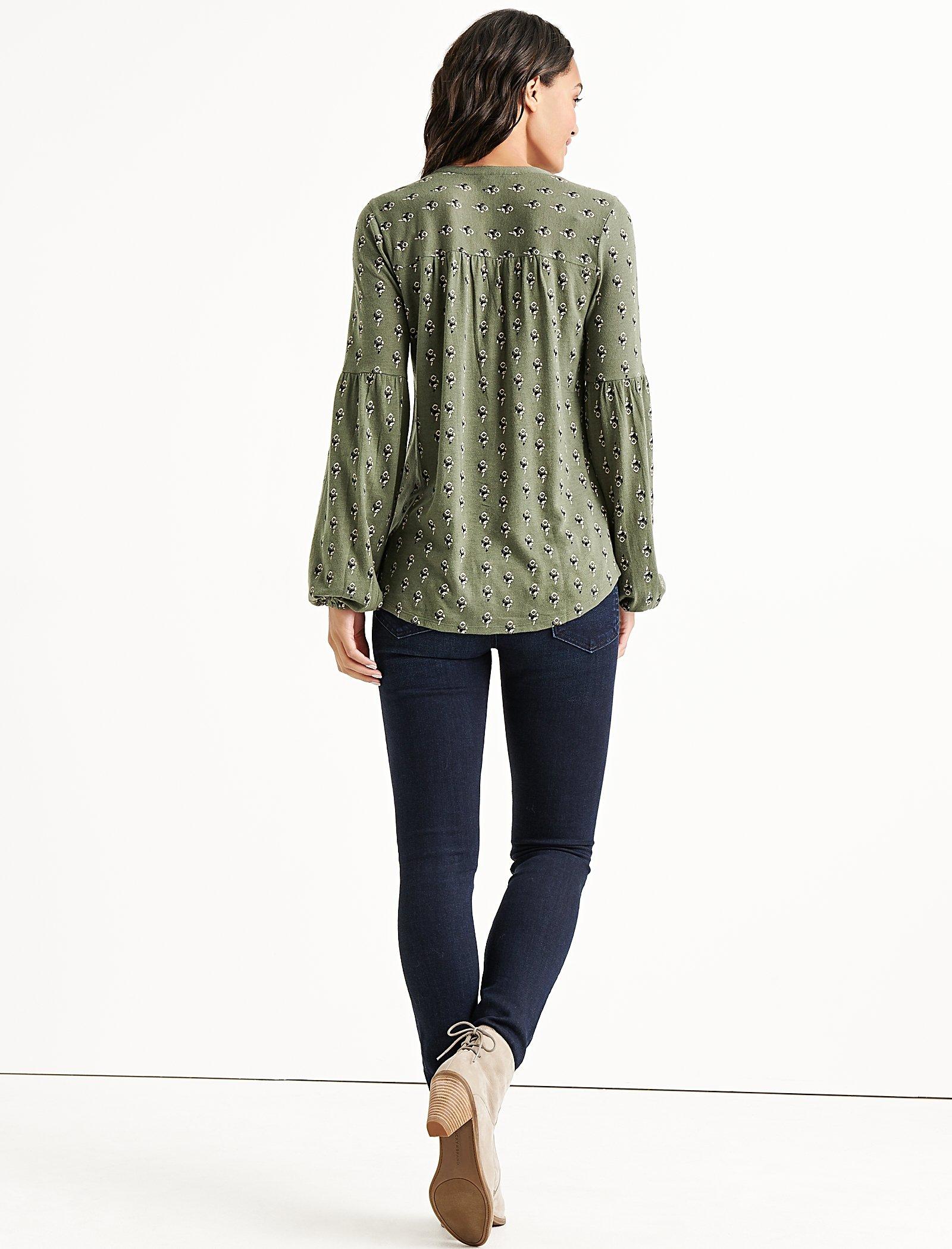 BUTTON FRONT PUFF SLEEVE | Lucky Brand