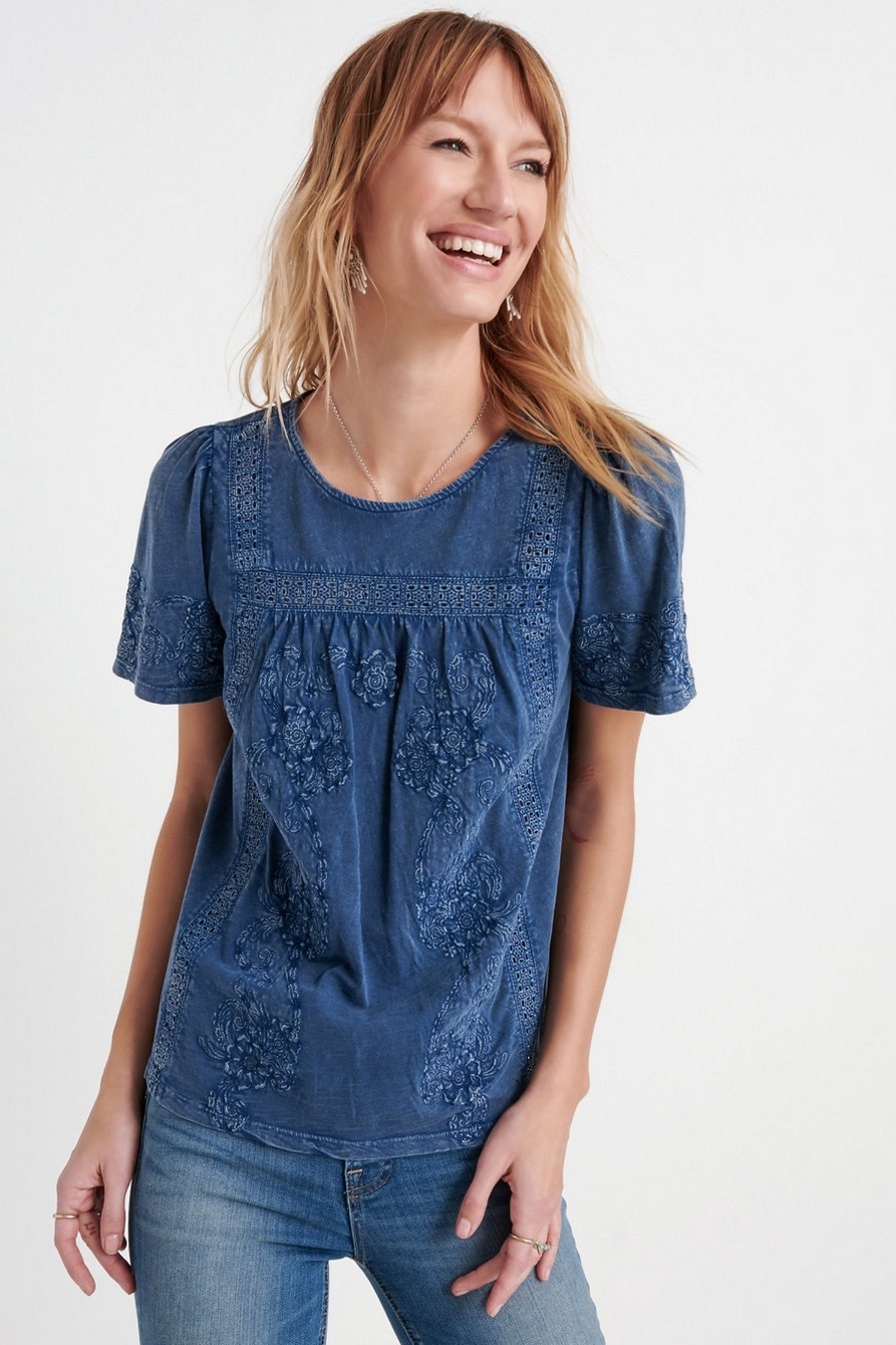 Lucky Brand Womens Women's Crochet Short Sleeve Peasant Top : :  Clothing, Shoes & Accessories