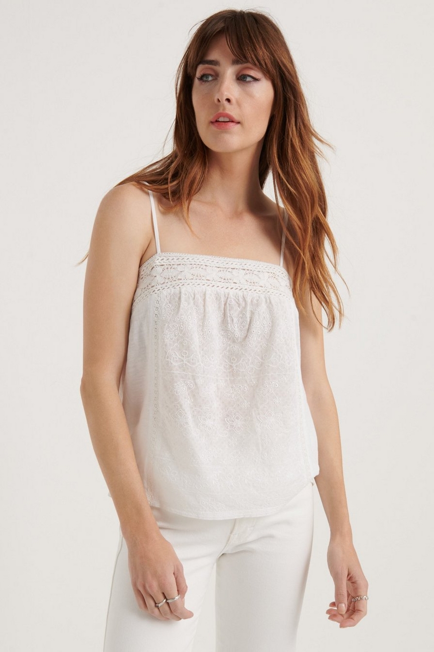 100% Genuine Linen Embroidered Cami Top - 080124 - 01