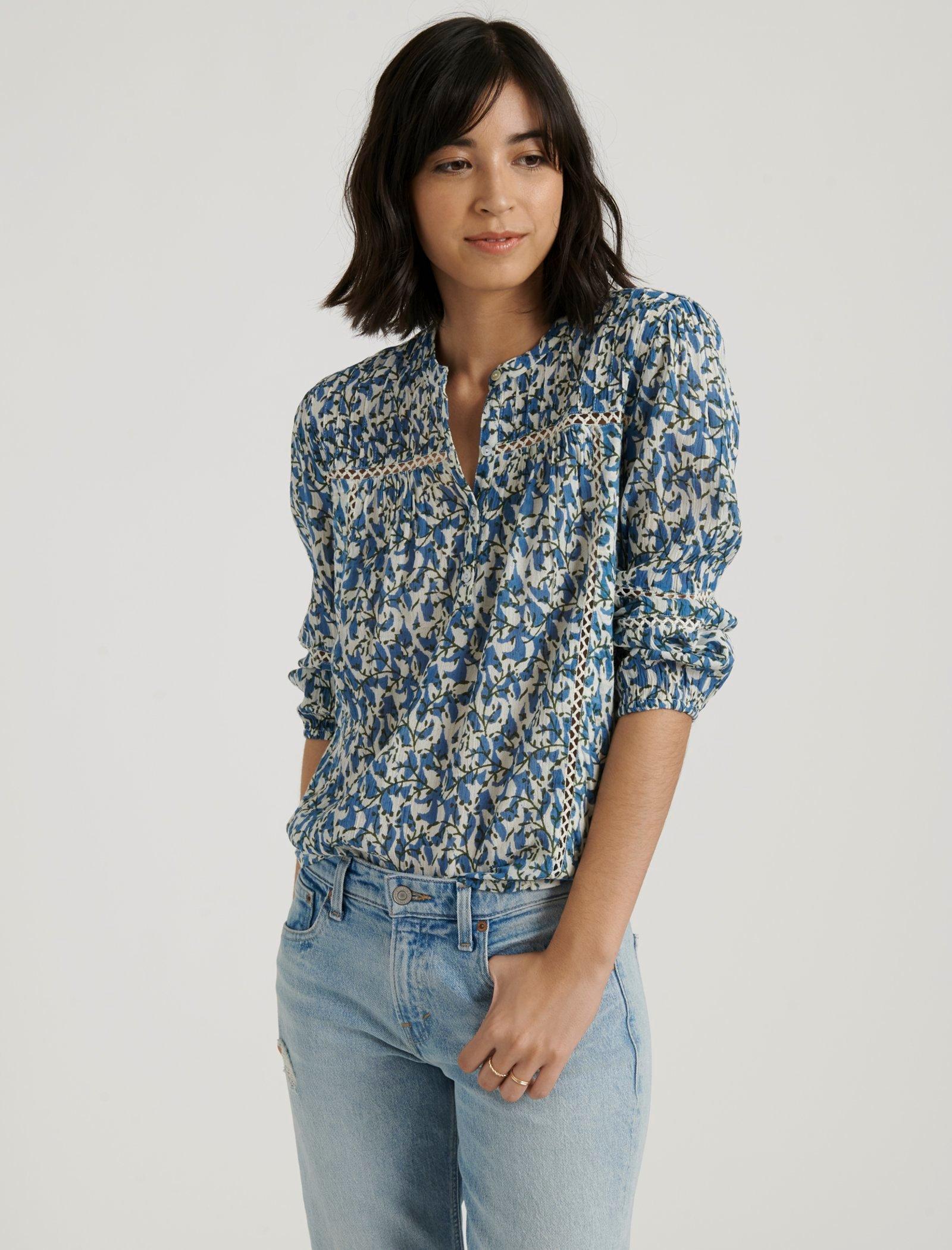 INSET LACE POPOVER TOP | Lucky Brand