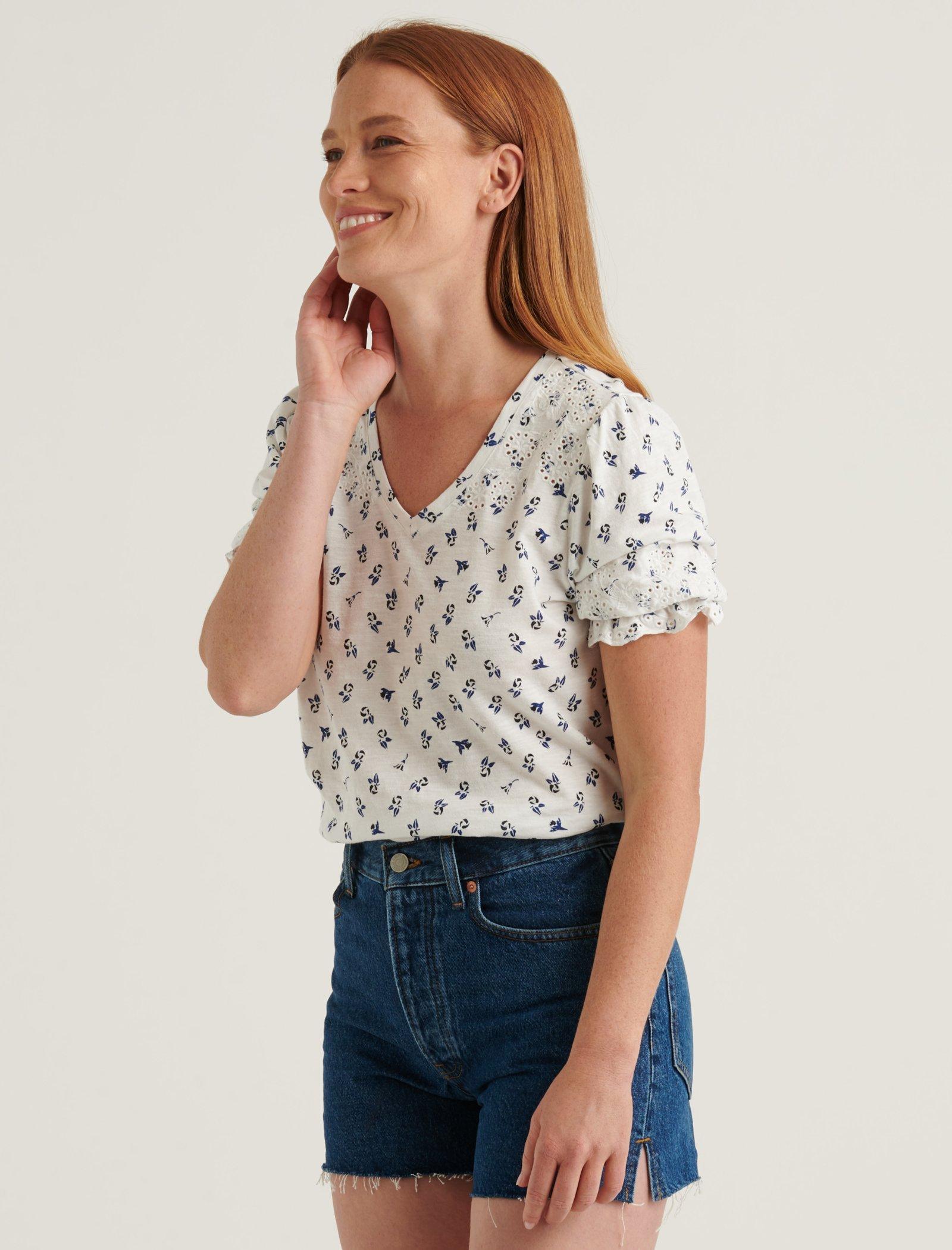 EMBROIDERED PUFF SLEEVE TOP | Lucky Brand