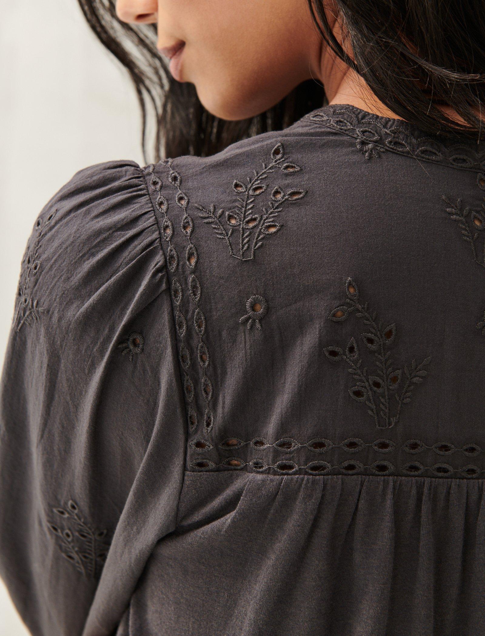 lucky brand eyelet peasant top