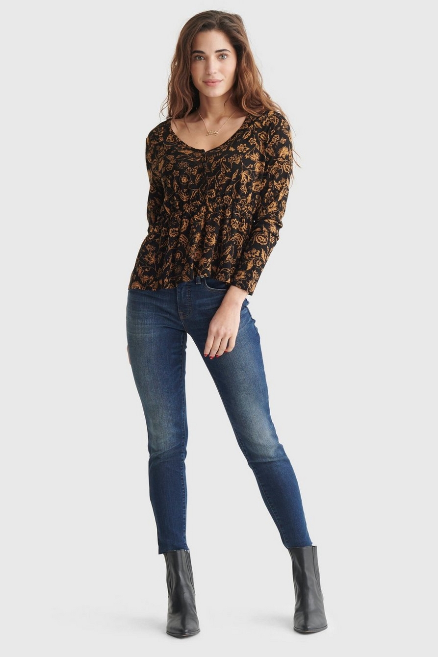 RELAXED-FIT PEPLUM V-NECK TOP, image 2