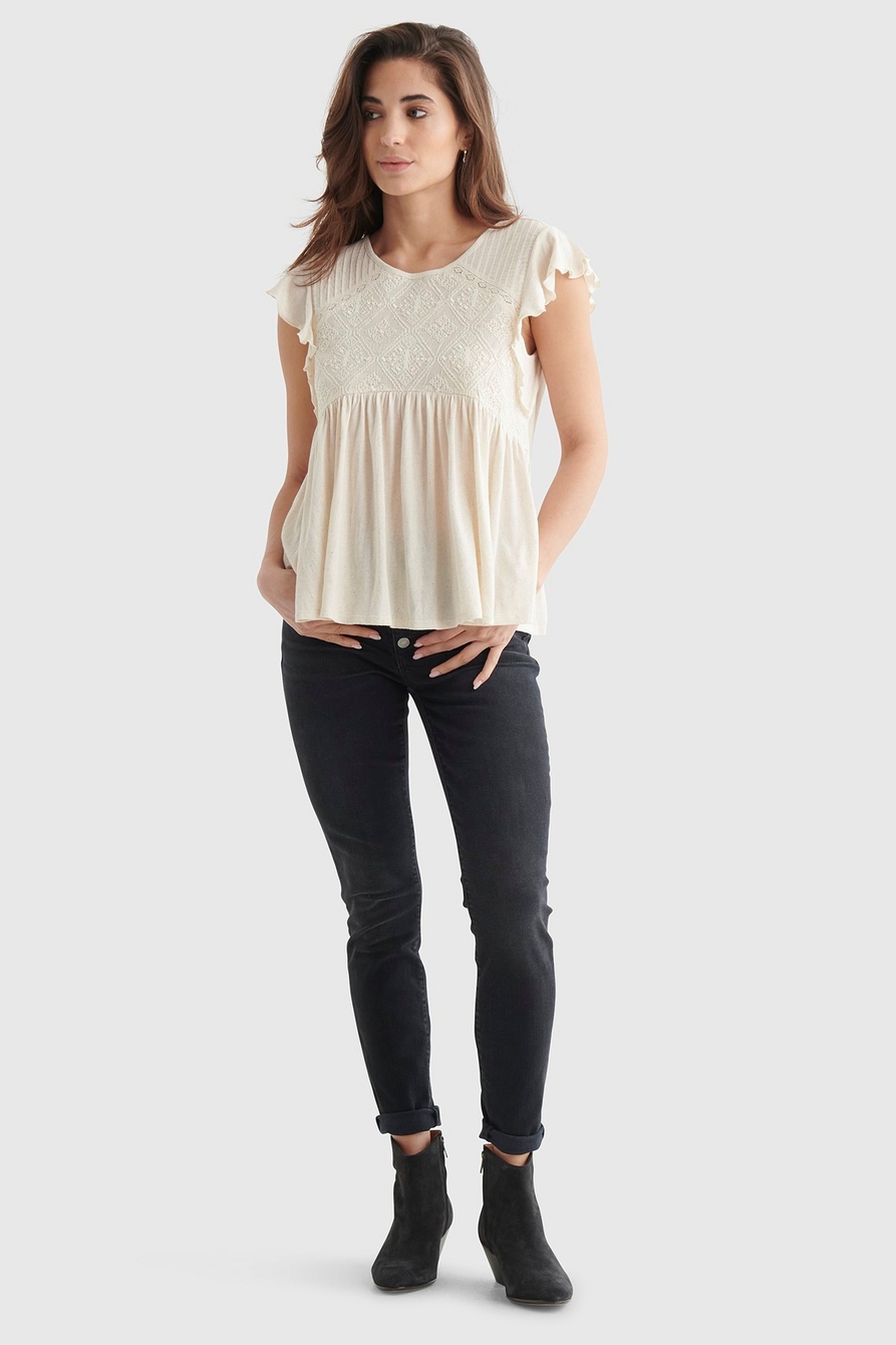 SHORT SLEEVE EMBROIDERED DOLMAN TOP, image 2