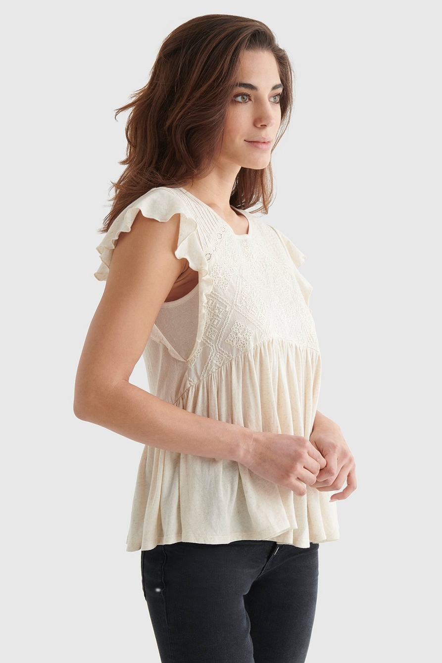 SHORT SLEEVE EMBROIDERED DOLMAN TOP, image 3