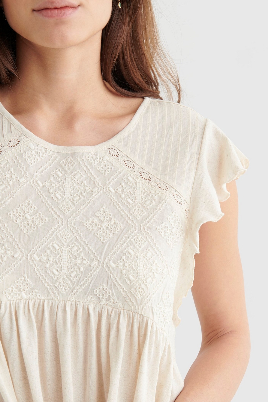 SHORT SLEEVE EMBROIDERED DOLMAN TOP, image 4