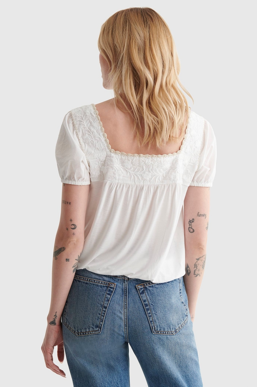 EMBROIDERED ANGLAISE SQUARE NECK BLOUSE